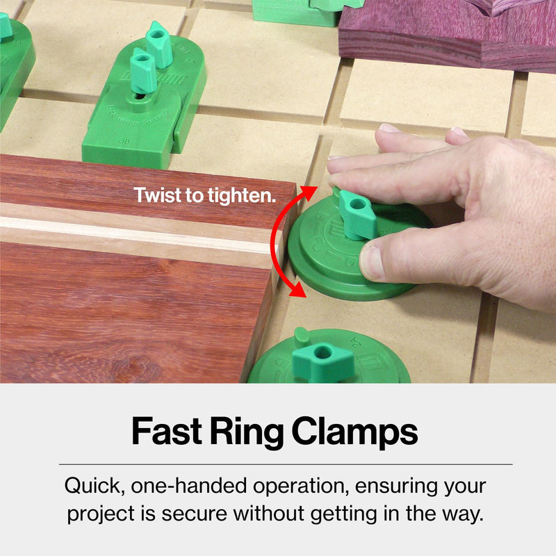 MICROJIG Matchfit Ring Clamps (2-Pack) - Twist-to-Tighten Cam-Action Clamps for Dovetail Track System - Low Profile, Secure Workholding for Woodworking, CNC, Router, and more, CN-P2K2