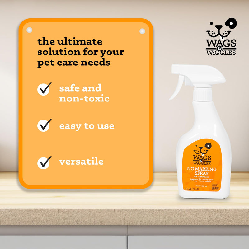 Wags and Wiggles No Marking Deterrent Training Spray for Dogs - Indoor Dog Pee Repellent, Anti-Marking Behavior Correction Spray for Puppies and Adult Dogs, 16 Fl Oz Citrus Zesty 16 Fl Oz (Pack of 1)