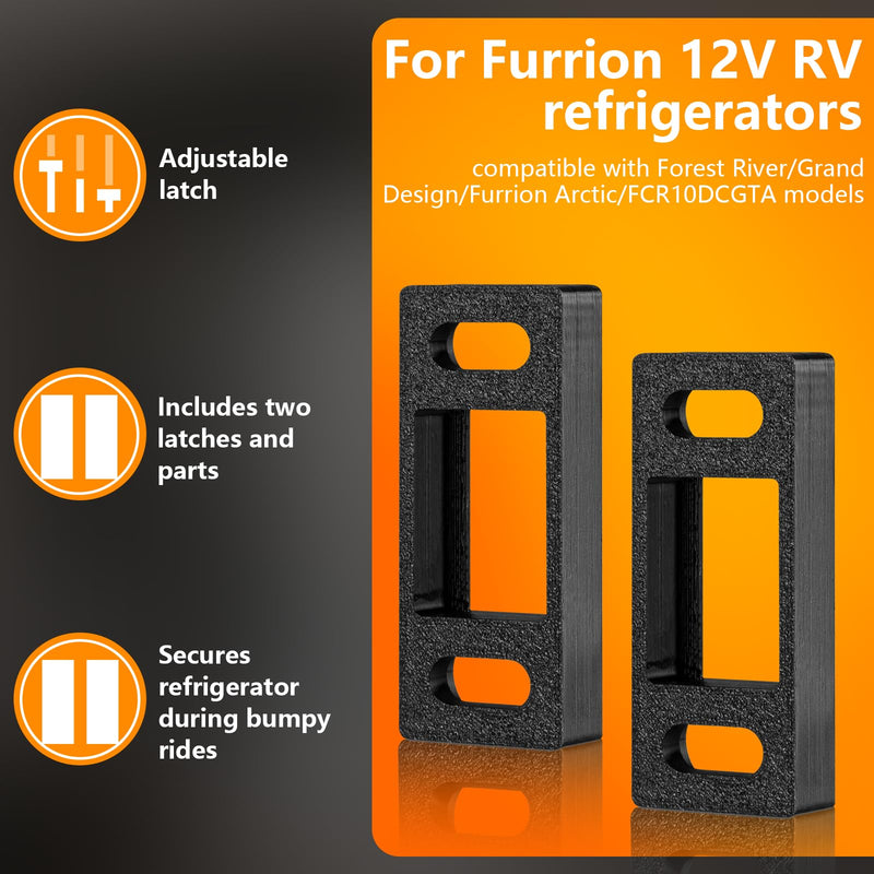 2 Pack Adjustable Refrigerator Door Latch for Furrion Arctic FCR08DCDTA / FCR10DCDTA-BL, Replacement Lock Accessory for Camping Refrigerator