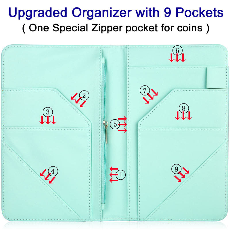 Server Book, PU Leather Server Books for Waitress, Waitress Book with 1 Zipper Pocket, Waiter Wallet with 9 Pockets and 1 Pen Holder, Server Note Pad Checkbook Fit Server Apron- Vector Leaves B