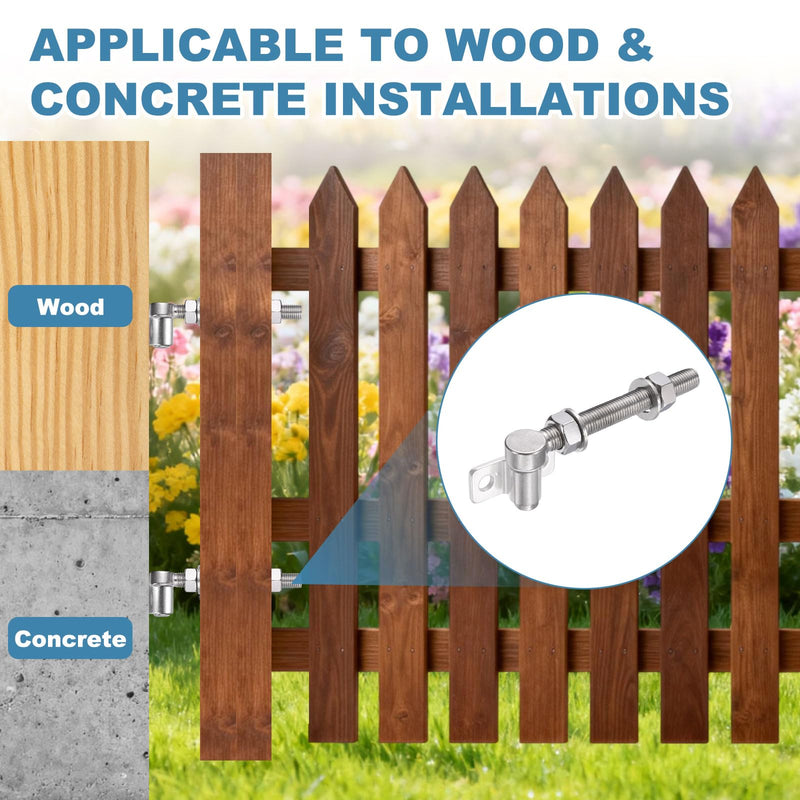 uxcell 2Pcs J Bolt Gate Hinge, M12 x 10" 304 Stainless Steel Gate Hinges Bolt, J-Bolt Post Hinge with Washers and Nuts for Chain Link Fence, Wooden Fence, Driveway, Farm Garden Door M12 x 10" 2
