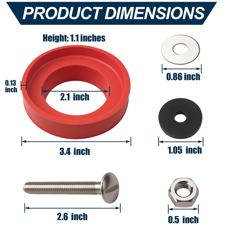 6102 Toilet tank to bowl bolt & gasket kit fit for Fluidmaster tank and Most Toilets, Sponge Rubber Gasket Fits Most Close-Coupled Toilets With Both Round And Hex Shaped Flush Valve Nuts