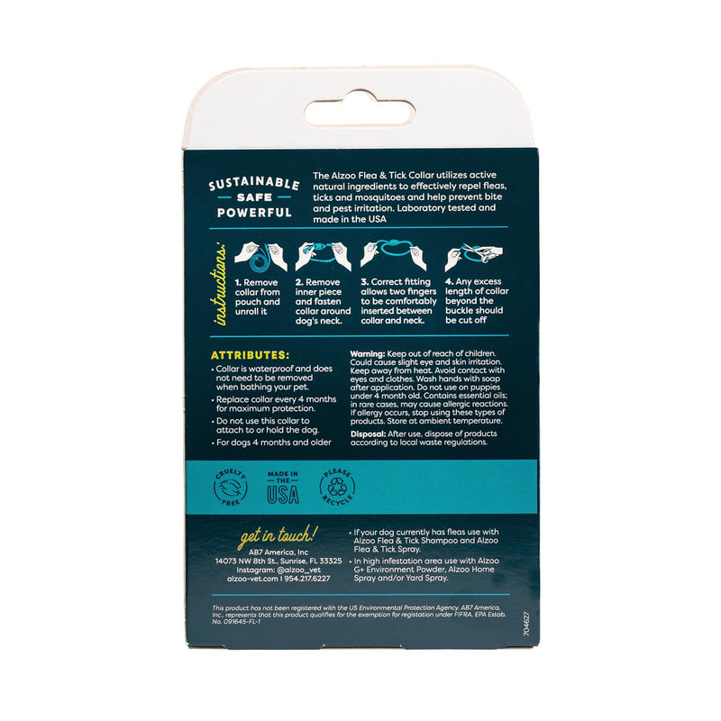 ALZOO Flea & Tick Dog Collar - Helps Repel Fleas, Ticks & Mosquitoes - 100% Plant-Based Active Ingredients, Waterproof, Up to 4 Months Protection - Small-Sized Dogs 15 lbs & Under - Pack of 2