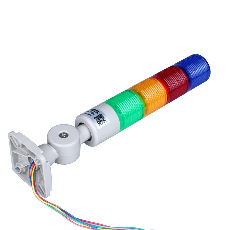 Led Signal Tower Stack Lights, Industrial Warning Lights Column Signal Tower Andon Lights with Rotatable Base Continuous/Flashing Light Switchable, (Four Layer,12V No Buzzer) B/R/Y/G DC 12V 4 Layer/no Buzzer