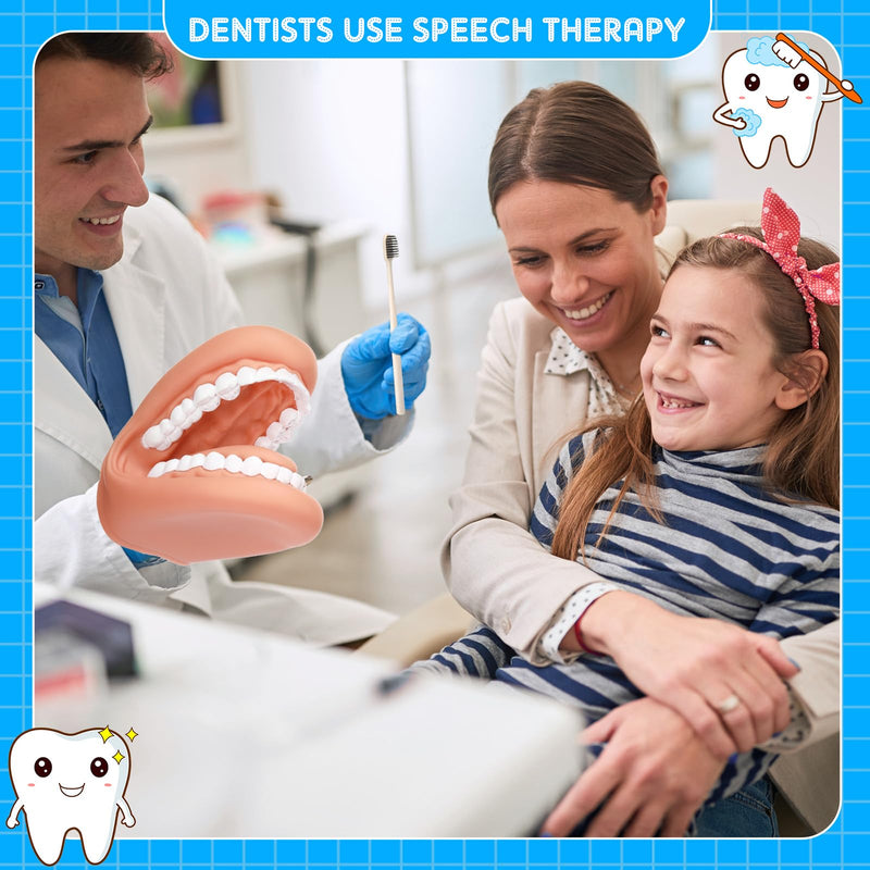 Patelai 2 Pcs Mouth Puppet with Tongue Teeth Mouth Hand Puppet Dental Mouth Model and Toothbrushes for Boys Girls Educational Tool Speech Therapy