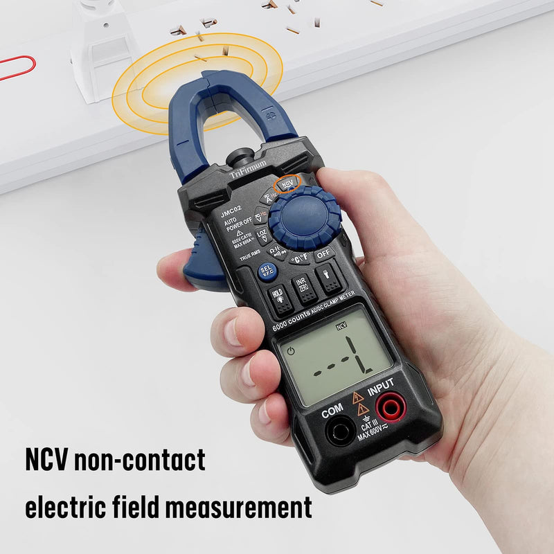 Digital Clamp Meter,6000 Counts Auto Range TRMS Multimeter Tester 600A AC Current,600V AC/DC Voltage Amp Meter with Continuity/Resistance/Diode