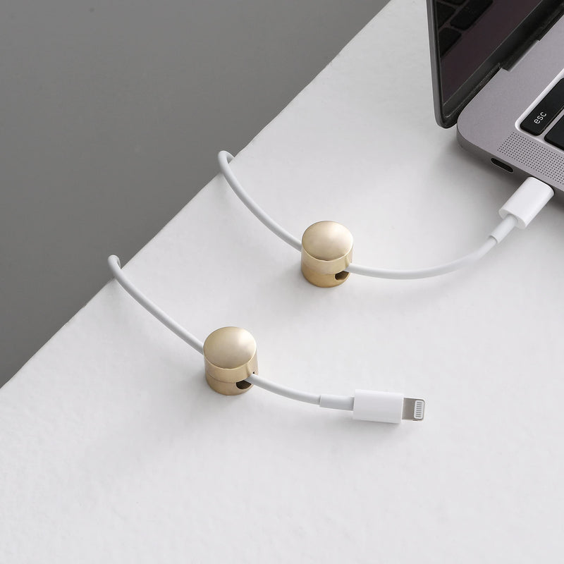 Cable Clips - Premium Brass Cord Management for Home, Office & Car - Multipurpose Wire Holder Organizer - Sleek & Durable Design - Ideal Gift for Men, Women & Students - 4-Pack (Matte Brass) Matte Brass