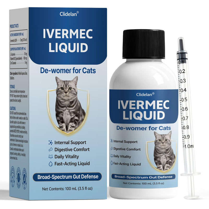lveɾmec Dew0ɾmeɾ Liquid for Cats, Natural Broad Spectrum Gut Safeguard for Kittens and Adult Cats-Targets Common Internal Concerns | Fast-Acting Supports Digestive Comfort, Immune Wellness & Energy