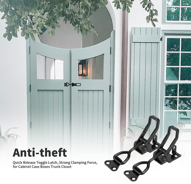 E-TING 4Pack Toggle Clamp Latch 397Lbs Holding Capacity 4002 Pull Latch Clamps Black Adjustable Quick Release Hasp Clamps for Smoker Cabinet Boxes Case Trunk Jig, Metal Toggle Latch Catch Set 4002（4pack）