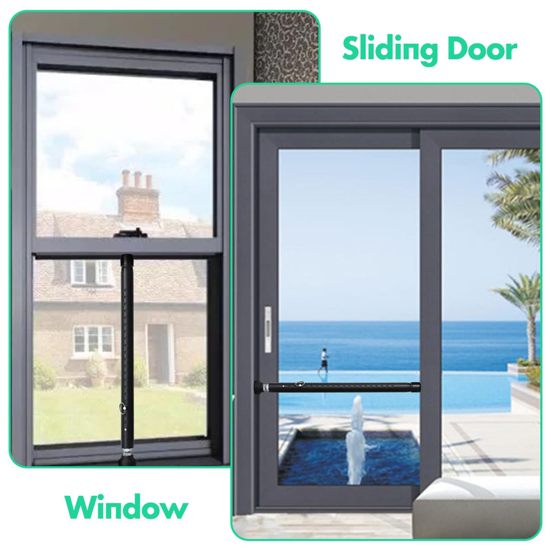 2pcs Sliding Door Security Bar, Adjustable Window Security Locks with Rubber Tips 17-50inch, Patio Door Security Lock Black for Home Apartment, Black 1.2m--2pcs