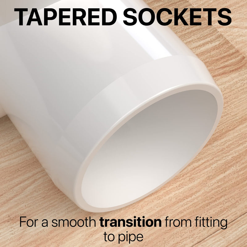 FORMUFIT 3/4" 4-Way Tee Furniture Grade PVC Fitting in White, Made in USA, UV-Resistant, Impact-Proof, 1.050" Actual Socket Diameter, (8-Pack) - F0344WT-WH-8