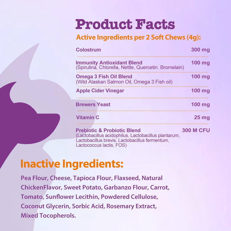Dog Allergy Chews 200ct, Anti Itch Relief for Dogs Itching Skin Relief Dog Allergy Relief Immunity Chews with Probiotics Colostrum Omega 3 Fish Oil for Dry Itchy Skin Licking Seasonal Allergies