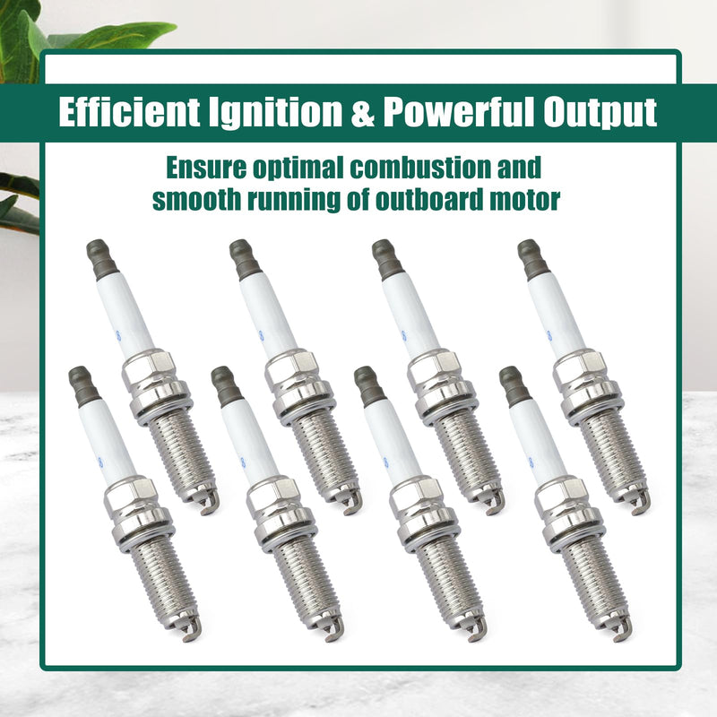 YUXIVCNE 8 Set LKAR7C-9 93961 Spark Plugs Replacement for Mercury Outboard Motor 175 HP to 300 HP Racing 250R 300R 450R V6 V8 3.4L 4.6L 4-Stroke Replace 33-8M0135348 8M0135348 8 Pack