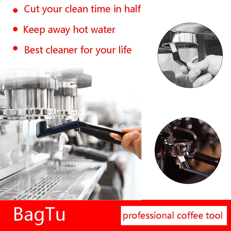 Coffee Machine Cleaning Brush with Spoon Tool Set for Espresso Machine Group Head,Pack of 3,Black