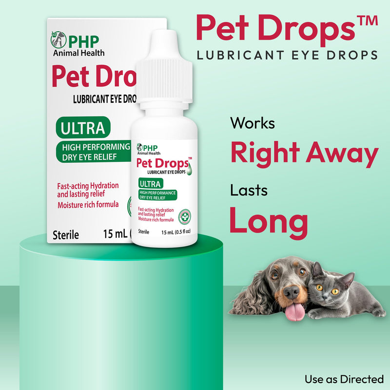 Ultra Lubricant Pet Drops 15 ml - Eye Drops for Cats and Dogs - Moisture Rich Formula, Fast Acting Hydration Dogs Eye Drop for Dry Eyes, Artificial Tears for Extra Dry Eye ( U.S Made )