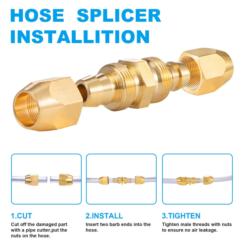 4PCS Soild Brass Air Reusable Hose Splicer For 1/4-Inch ID Hose,Hose Air Hose Repair Fitting (4 Pack 1/4 Inch) 4 Pack 1/4 Inch