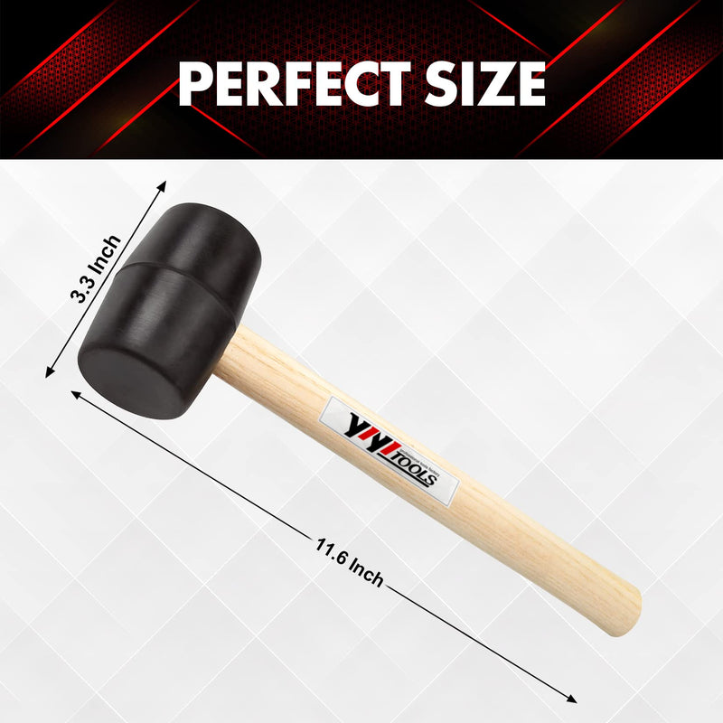 YY-2-005 Rubber Mallet Hammer With Wood Handle–8-oz, black 8oz