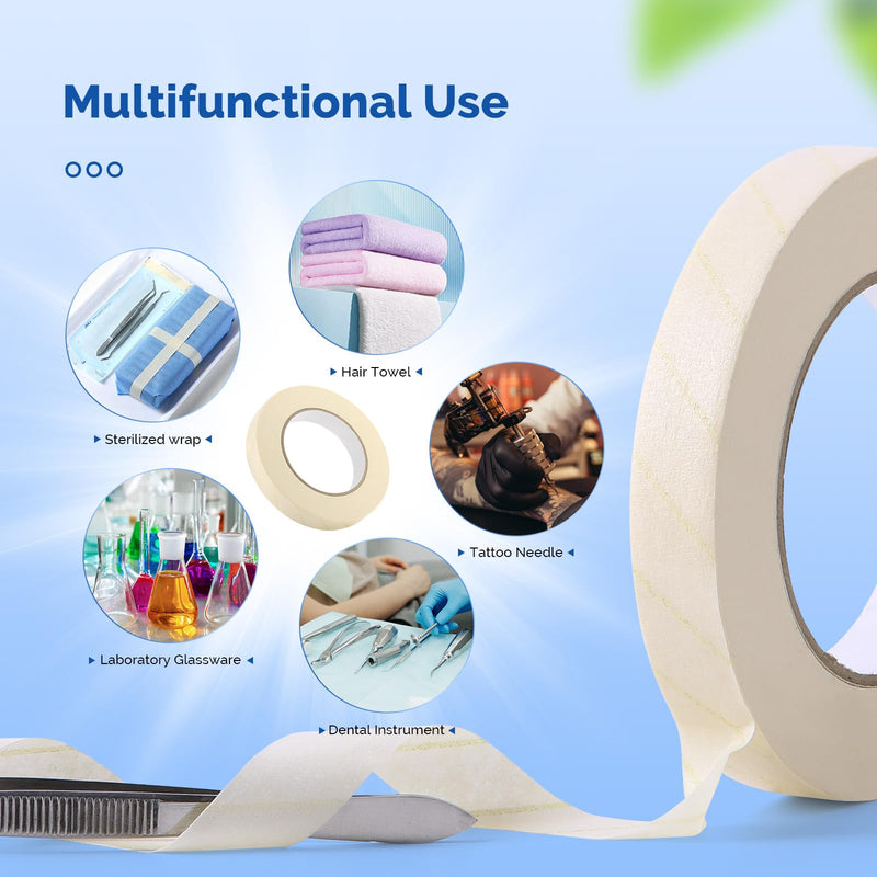 JMU Autoclave Tape 1 Roll, 3/4'' x 60 Yards, Sterilization Indicates Tape for Steam Sterilization 3/4"