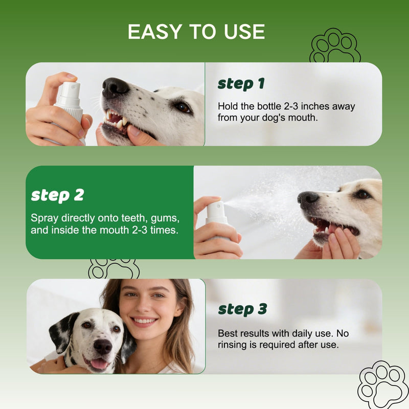 Dentaclean Spray for Dogs and Cats, Eliminate Bad Breath, Minimize Tartar Buildup, Supports Gums Oral Health, Dental Spray with Probiotics, Calendula Extract, Fresh Breath, No Brushing(100ml)