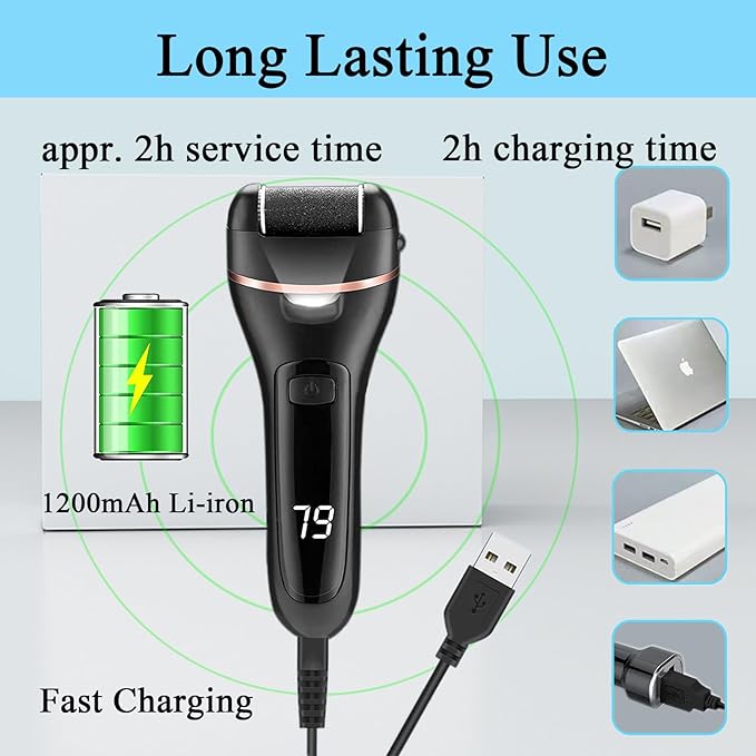 Foot Callus Remover 13 in 1 Professional Pedicure Tools Foot Care Kit Foot Scrubber Electric Foot Rasp Pedi for Hard, Cracked, Dry and Dead Skin 3 Rollers 2 Speed Battery Display - NewNest Australia