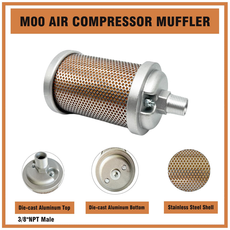 M00 Air Compressor Muffler 3/8" NPT Male, Air Exhaust Silencer for Dryer Compressor Air Pump, Compressed Air Equipment and Systems, 145 PSI