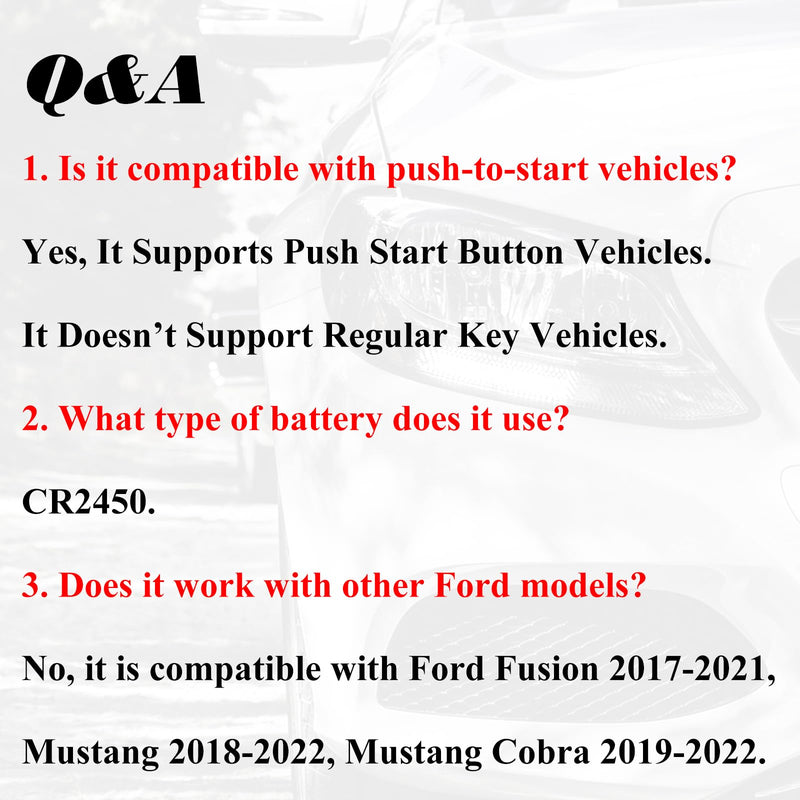 5Buttons Key Fob Replacement Compatible for Ford Fusion 2017-2021 Mustang 2018-2022 Mustang Cobra 2019-2022 Push Start 5 Button Keyless Entry Remote Start Control M3N-A2C93142600