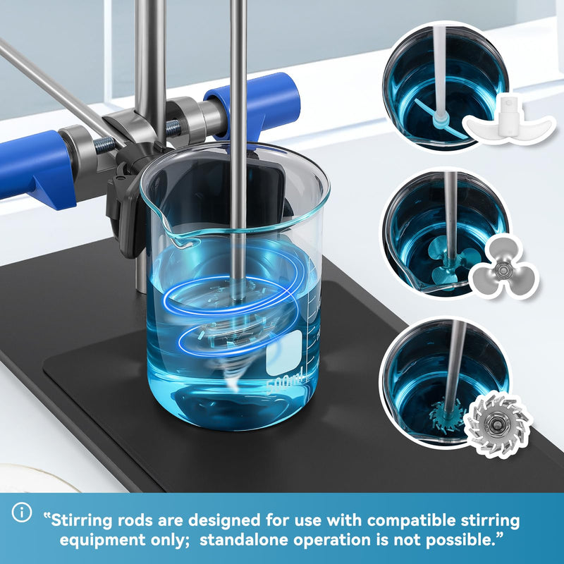 PTFE Stirring Rod with Three-Blade Propeller Stirrer & Dissolution Paddle Stirrer – 3-Piece High-Performance Lab Stirring Tool Set, Chemical-Resistant Precision Mixing for Lab Industrial Use Set 01