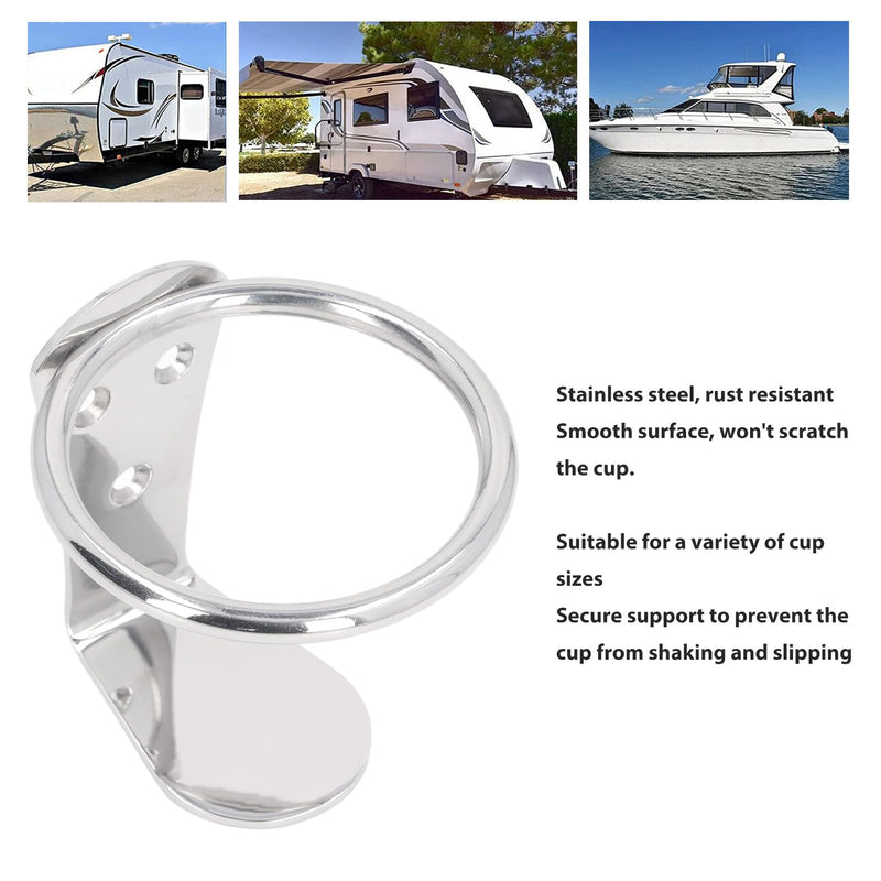 Alomejor Boat Drink Holder, RV Cup Holder Wall Mount Stainless Steel Space Saving for Boats, RVs, Marine