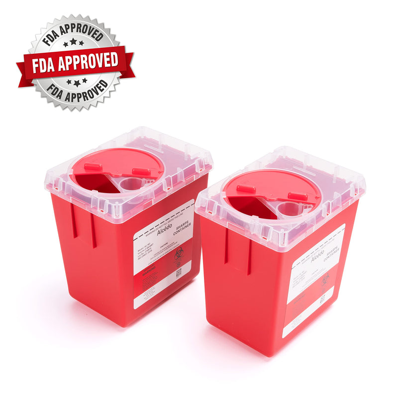 Alcedo Sharps Container for Home and Professional Use 2 Quart (3-Pack), Biohazard Needle and Syringe Disposal, Medical Grade 3