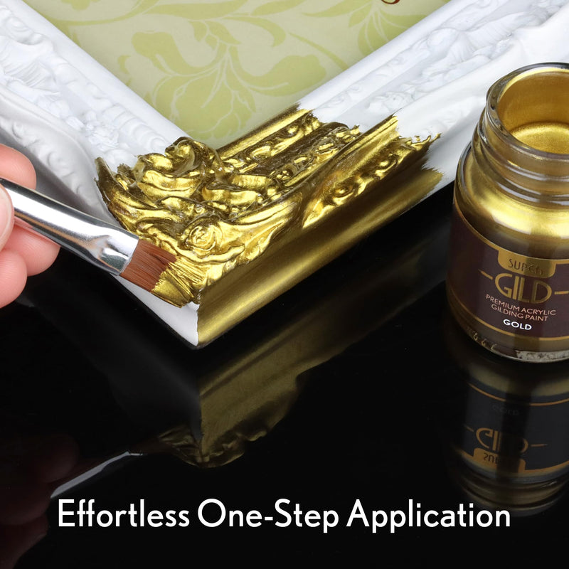 Super GILD Liquid Gold Acrylic Paint - High Pigment Metallic Enamel for Wood, Metal, Ceramics, Glass, Plastic, Canvas & More - Water-Based, Non-Tarnish Finish - 60ml 2.03 Fl Oz (Pack of 1)