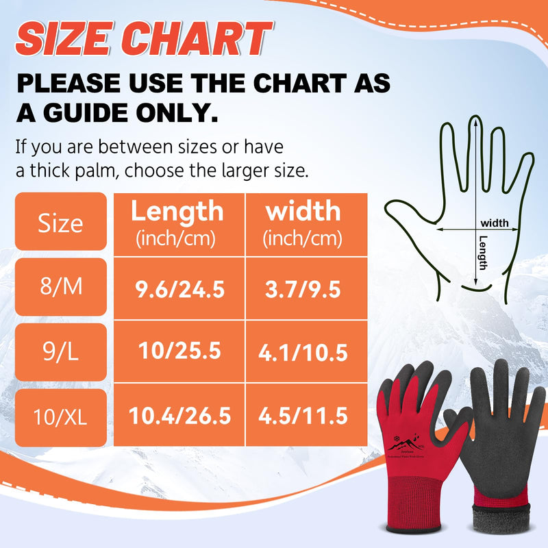 Winter Work Gloves Thermal Insulated Work Gloves Freezer Gloves Waterproof Foam Latex Coated Gloves for Men Women 6 Large