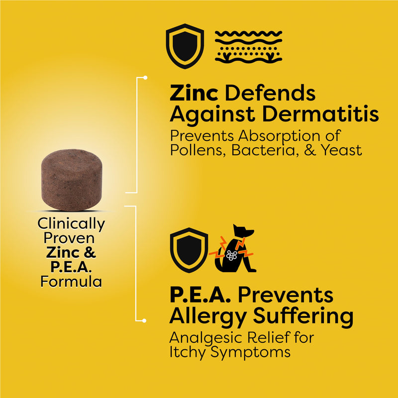 Doc Itchy: Allergy Armor Itch Defense Dog Pet Chews | Clinical-Strength Medical Zinc + P.E.A. | Vit E & Rosemary Extract | Reduce Itch & Pain Suffering | Control Allergy | Food Allergy Safe | 90 count - PawsPlanet Australia