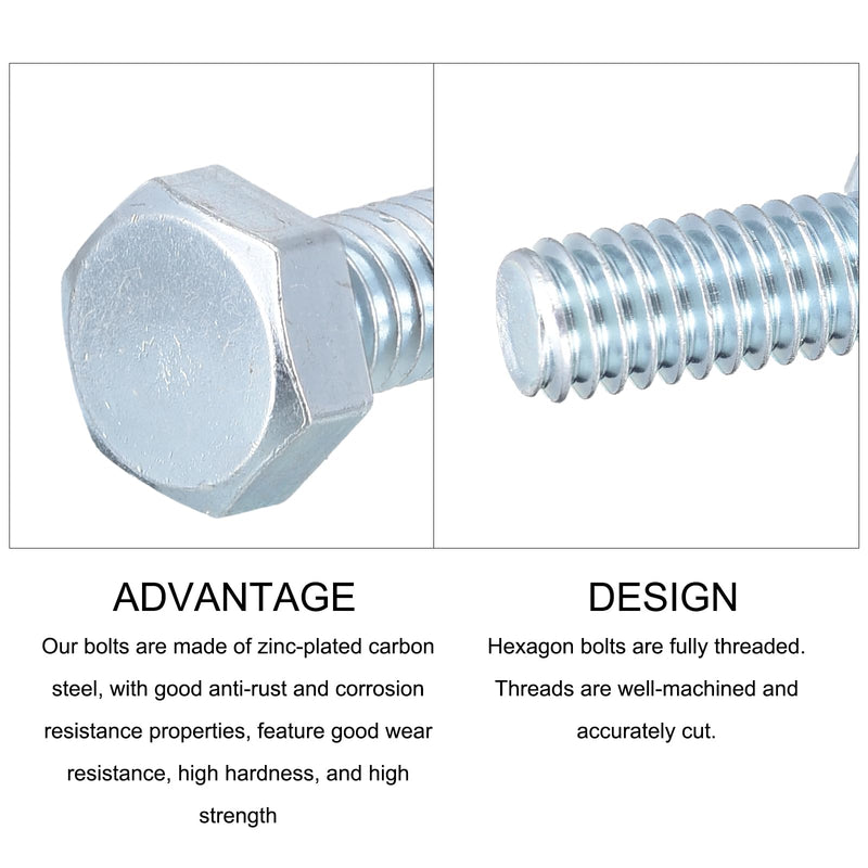 METALLIXITY Hex Bolts (5/16-24x1") 10Pcs, Carbon Steel Zinc Plated Fully Threaded, UNF Fine Thread Hex Head Screw Bolt - for Furniture Repair, Silver 5/16-24x1" 10
