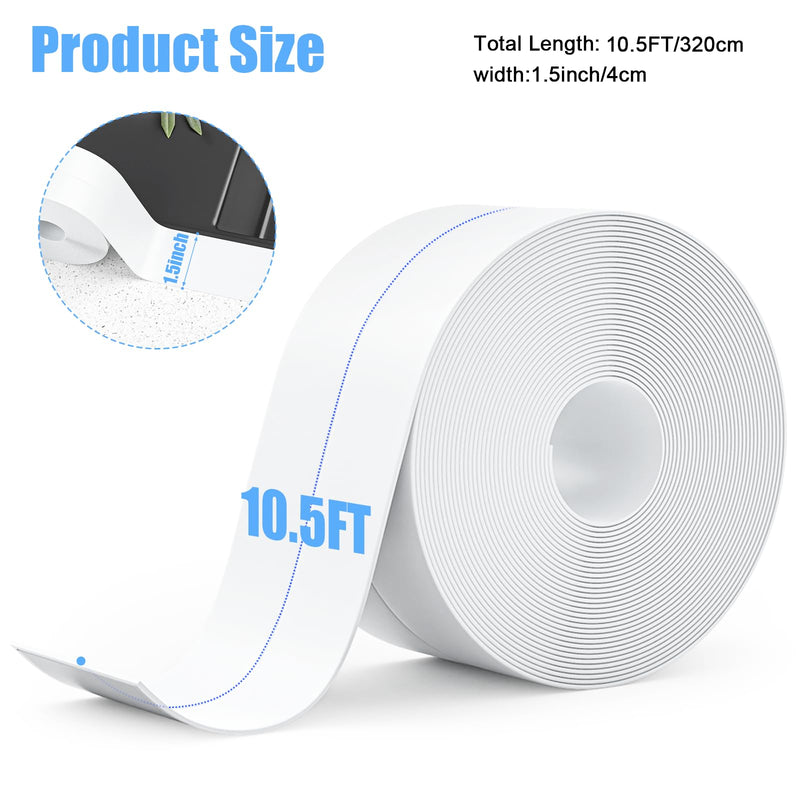 SENKEI Caulk Tape 1.5 in x 10.5 ft Shower Self Adhesive, Caulk Sealing Strip Tape for in Toilet, tub, Kitchen & Walls, Kitchen Sink Splash Guard Home Improvement Caulking Tool 1 Roll