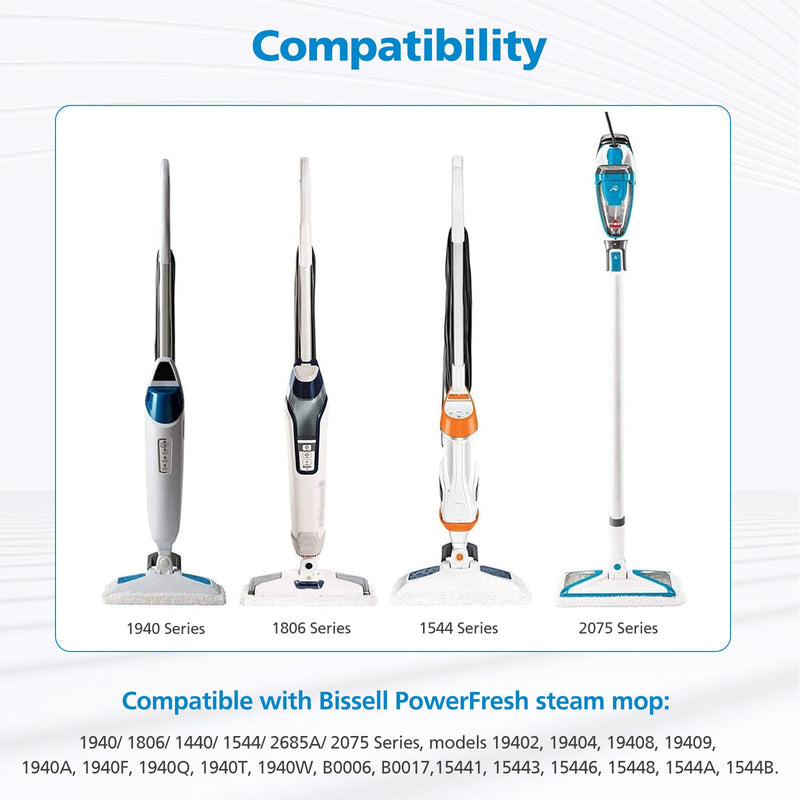 6 Pack 1940 for Bissell Steam Mop Pads for Bissell PowerFresh Steam Mop 1806 1544 1440 2075A 2685A 1940W 19404 Series, Model 19402 19408 1940a 1940f 1940q 1940t B0006 B0017, Part #5938#203-2633 6 Pack