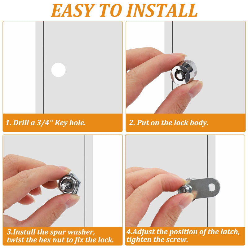 2 Pack Tubular Cam Locks, Cabinet Locks with 7/8'' Cylinder, Atom Lock for Arcade Machine, Gumball Machine, Cash Door, Tool Box, Chrome Finish and Keyed Alike (7/8 Inch 90°) 7/8 Inch 90°