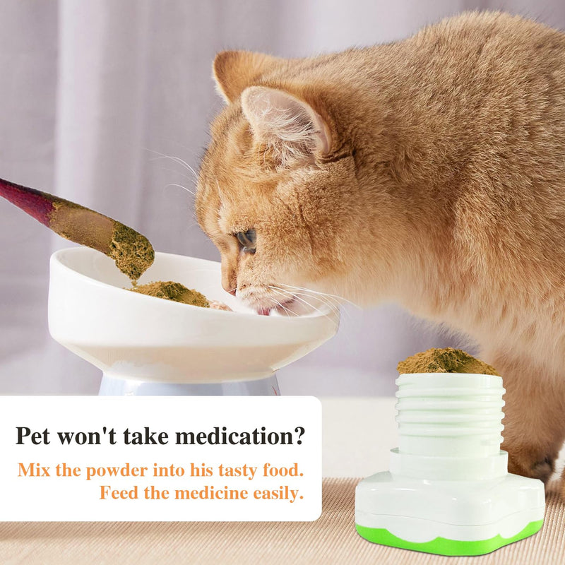 Johnbee Pill Crusher, Pill Grinder Fine Powder Extremely Fine. Storage Compartment. Pill Crushers for Elderly, Family and Pets. Silicone Edges. Grind Multiple Pills at Once - Cleaning Brush (Green) Green