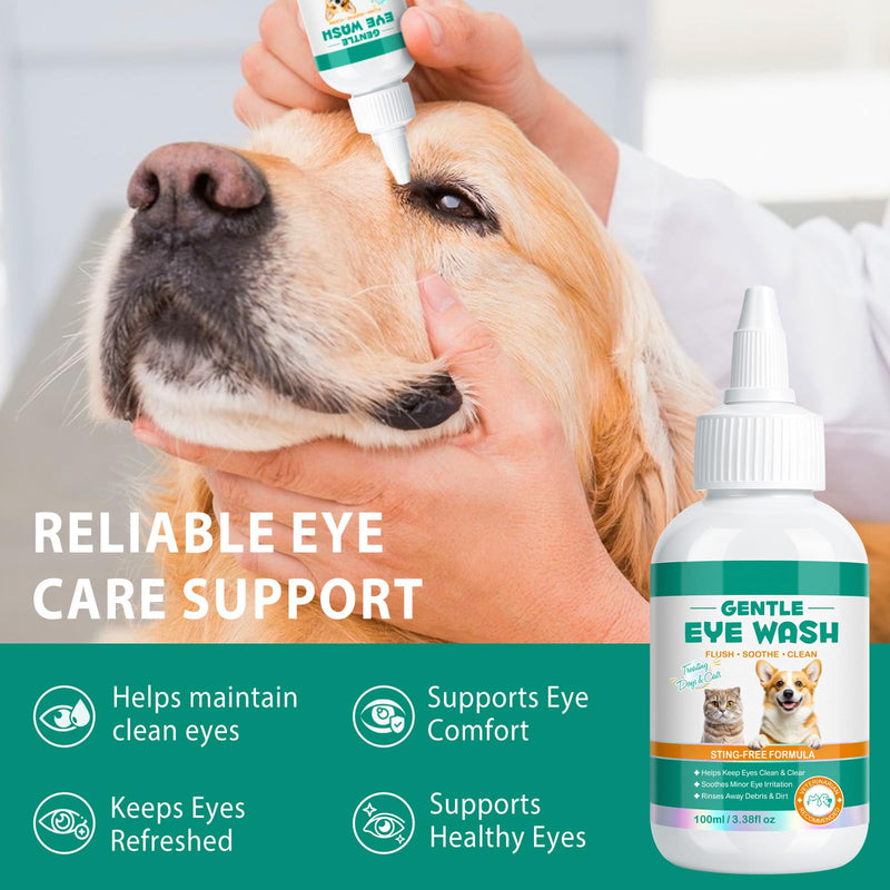 Pet Dog Eye Drops, Eye Drops for Dogs & Cats, Eye Drops and Wash for Pets, Soothes Irritation, Moisturizes Dry Eyes, Safe & Gentle Formula Daily Pet Care 100ml