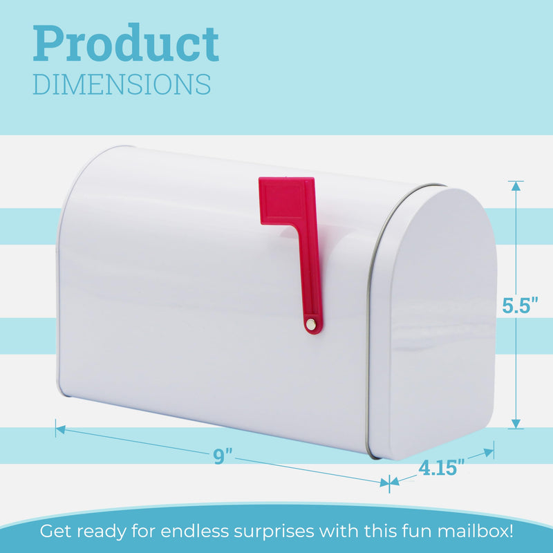 4E's Novelty 9" Tinplate Mailbox Toy for Kids – Sturdy Play Mailboxes for Kids, Valentines Day DIY Mail Box for Kids, Valentiens Mailboxes for Kids, Playhouse Mailbox for Outdoor Play Activities
