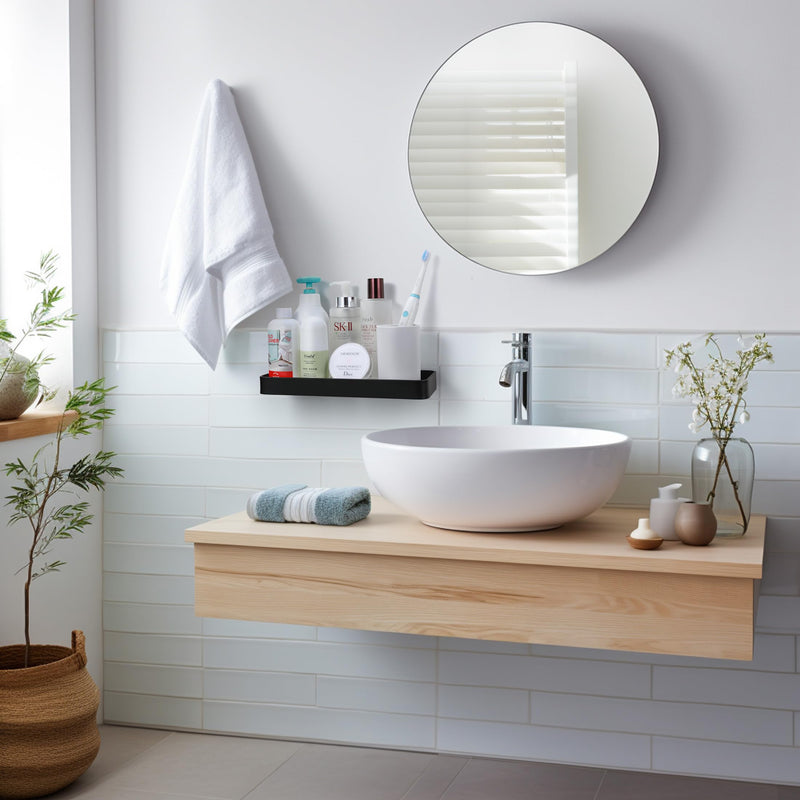 Z metnal Small Glass Bathroom Shelves, Matte Black Bathroom Floating Shelf, Mini Wall Shelf for Bathroom Organizer, Wall Mounted (Dark Glass, 9.8 inch/25cm) Dark Glass - NewNest Australia