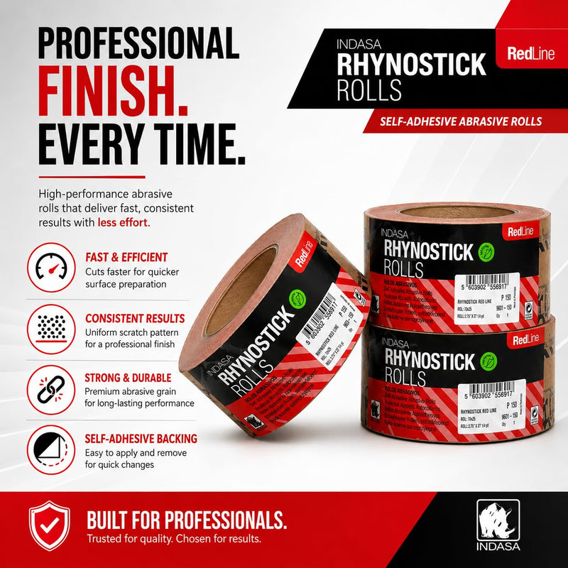 Indasa 2.75" PSA Sandpaper Roll - 27 Yard Rhynostick 600-Grit Long Continuous Roll, Self-Adhesive Stickyback Sand Paper for Woodworking, Automotive, Metal (Aluminum Oxide Plus Lubricant) 600-Grit Aluminum Oxide Plus Lubricant