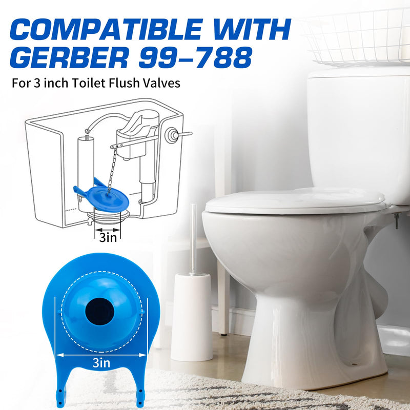 Gerber Toilet Flapper Replacement, 3 inch Toilet Stopper Kit for Gerber 99-788 with 2 Toilet Handle Chains Fits 3 inch Toilet Flush Valve, Water Saving, Easy to Install 1