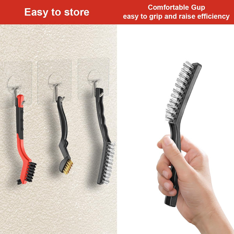 Wire Brush Set for Rust Cleaning - 9 Pcs Including Steel, Brass & Nylon Brushes - Ideal for Rust Removal, Dirt & Paint Scrubbing with Deep Cleaning - Small Wire Brush for Versatile Use 9PCS