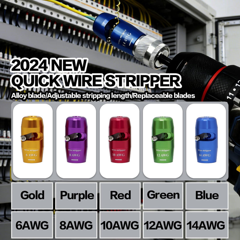 Wire Stripping for Drill, Wire Stripping Tool & Wire Twisting Connector Set, Wire Twister Tool for Drill, 8 in 1 Quickly Drill Wire Stripping Professional Electrician Tools Set（8pcs）