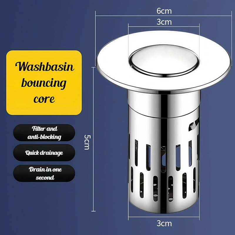 Stainless Steel Bathroom Sink Stopper - Universal Pop-up Drain Stopper with Hair Catcher, Anti-Clog Sink Drain Strainer for Bathroom, Kitchen, RV