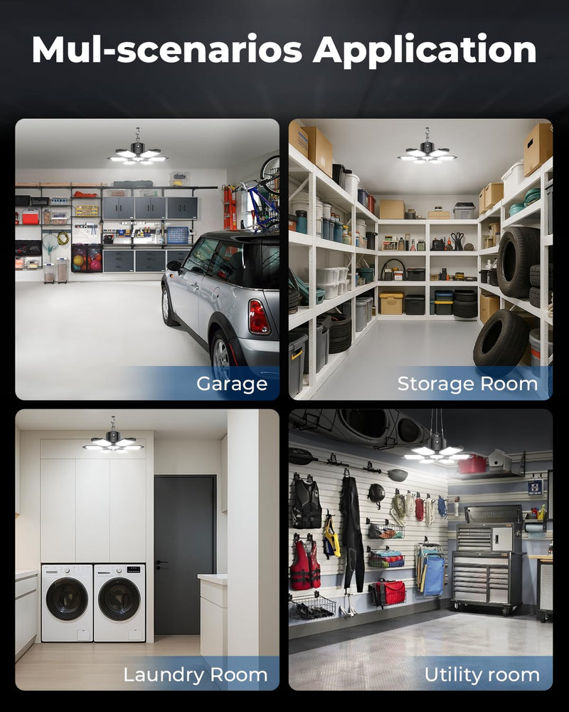 Motion Sensor Garage Light Plug in- Ultra Bright 200W 20000LM Motion Activated Shop Light with 3 Modes, 6500K Indoor Motion Light Bulb for Garage, Workshop, Utility Room (1 Pack) 1