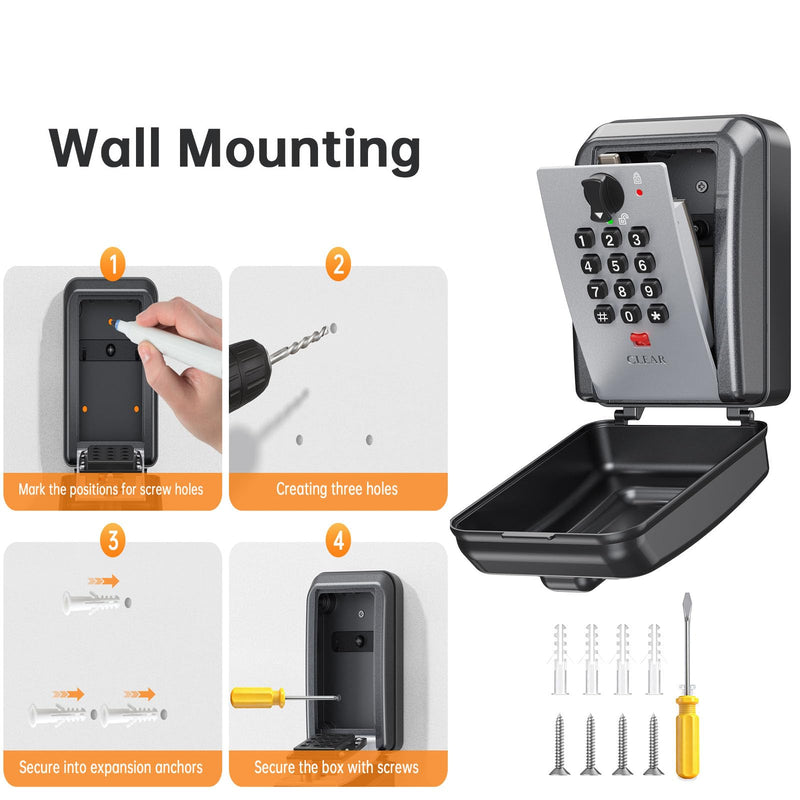Key Lock Box,Customizable 12-Digit Combination,LockBox for Keys with Resttable Code,Large Capacity & Weatherproof Outside,hide a key Outdoor,Spare Key Wall Safe Storage for Home,Office,Garage Large MG8109