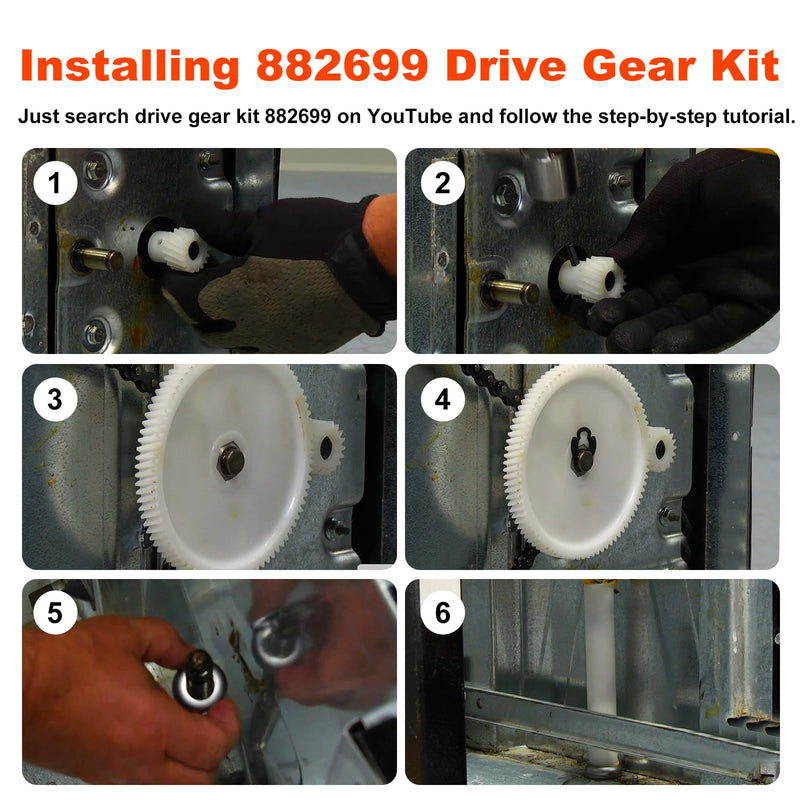 882699 Trash Compactor Drive Gear Kit Replacement Kenmore Whirlpool Jenn-Air Trash Compactor Gear PS398589 735285 749046 777103 AP3122987 EAP398589 Trash Compactor Parts