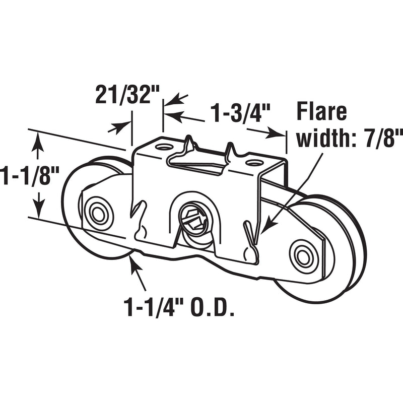 Prime-Line D 1971 1-1/4 In. Andersen Steel Ball Bearing Sliding Door Tandem Roller Assembly (Single Pack)