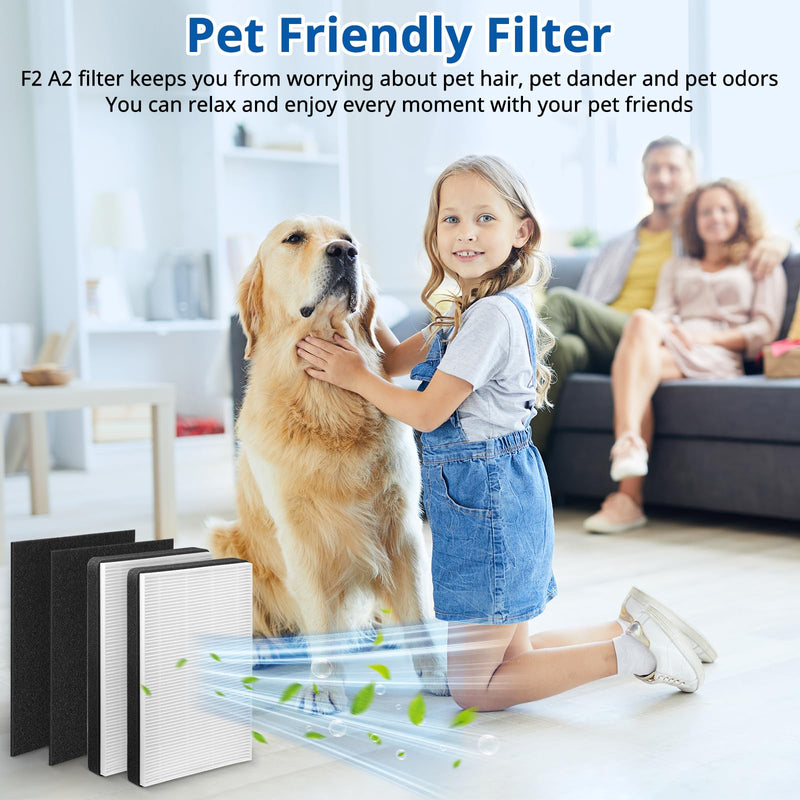 F2 A2 Replacement Filter Compatible with 3M Filtrete Air Purifier, 2+2 Pack